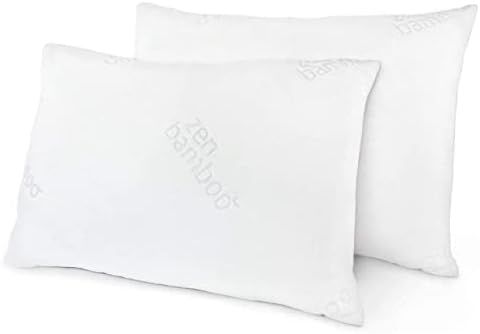 Zen Bamboo Pillows for Sleeping - Set of 2 Queen Size Pillows w/ Cool, Breathable Cover - Back,... | Amazon (US)
