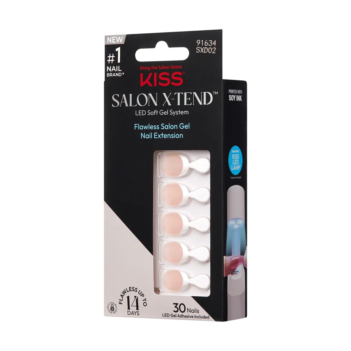 KISS Salon X-tend LED Soft Gel System Decorated Nails, White, Short Almond, 34 Ct. | KISS, imPRESS, JOAH