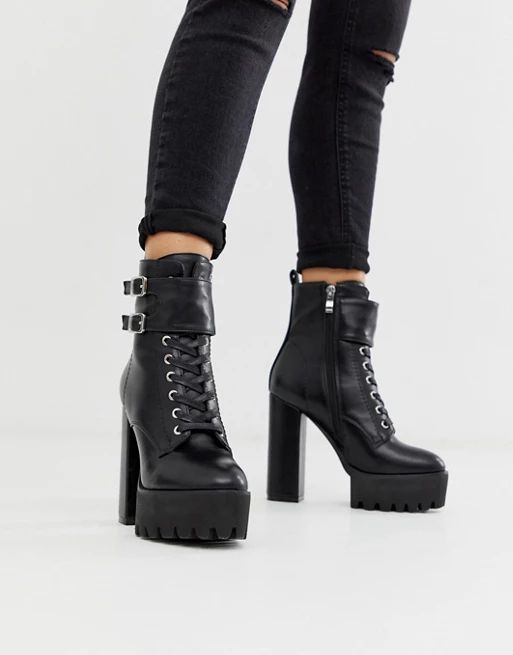 Simmi London Kam black chunky lace up boots | ASOS US