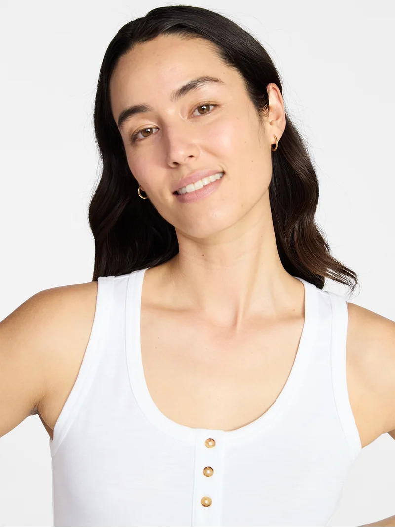 Time and Tru Women\u2019s Slub Henley Tank Top, sizes XS-XXXL | Walmart (US)