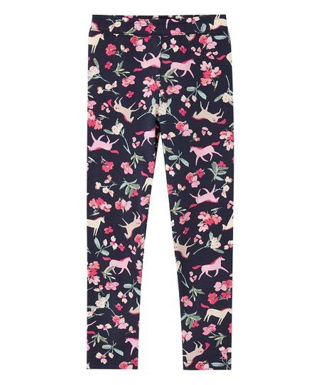 Joules Navy & Pink Unicorn Deedee Leggings - Toddler & Girls | Zulily