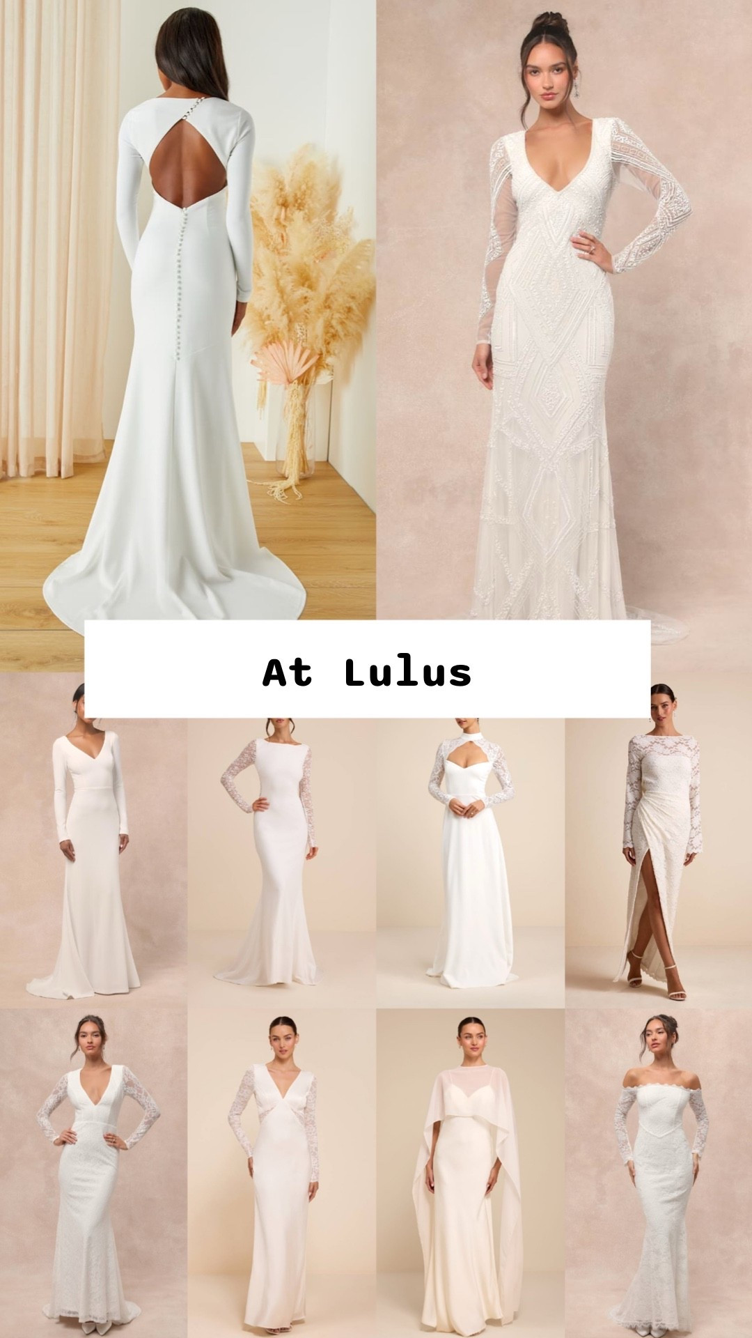 Long sleeve wedding dresses @Lulus under $350 for a fall or winter wedding. 

Elopement wedding dresses, white reception dress, micro wedding dress, affordable wedding dresses, online wedding dresses, affordable bridal.

#LTKWedding #LTKSaleAlert #LTKSeasonal