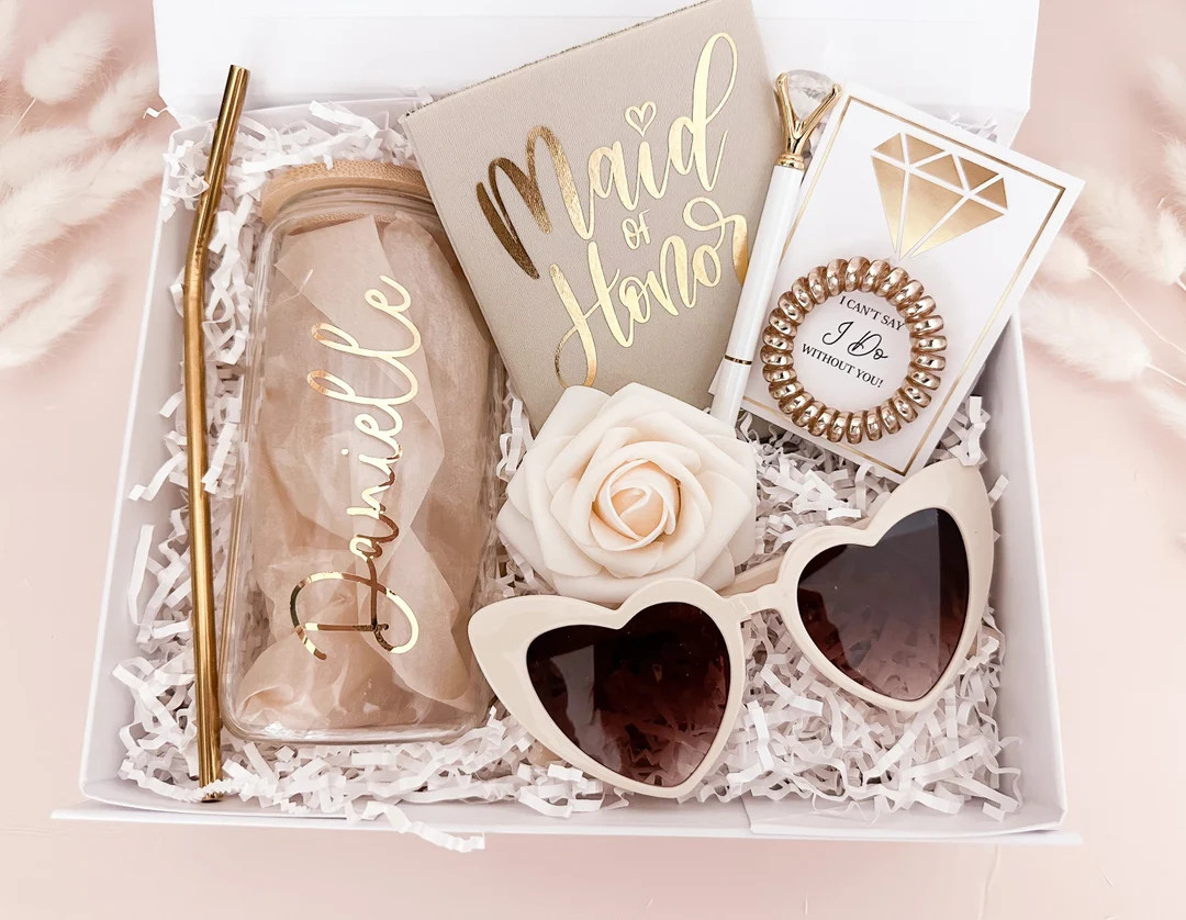 Bridesmaid Proposal With Can Cooler, Will You Be My Bridesmaid Personalized Gift Box Set Matron o... | Etsy (US)