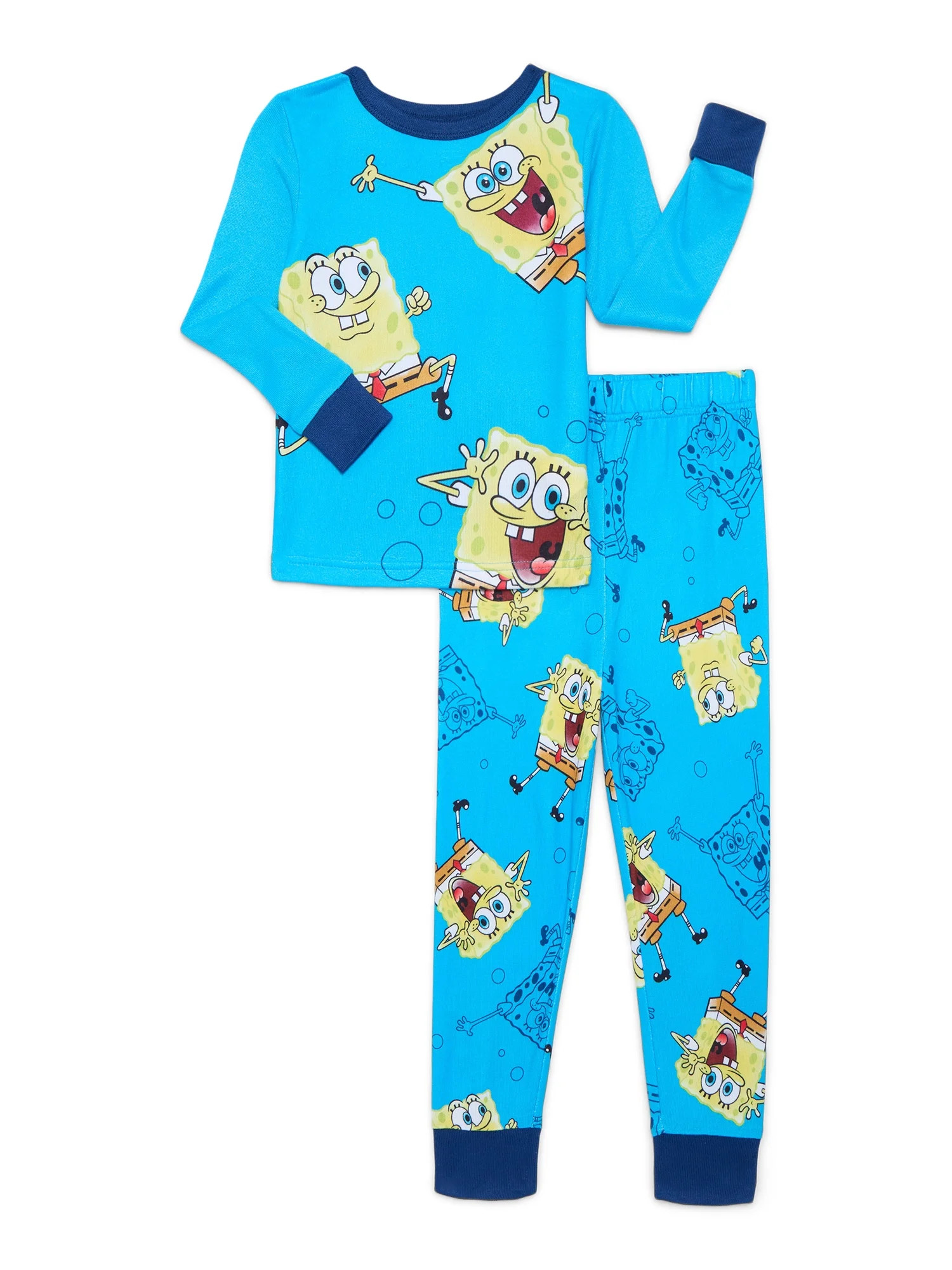 SpongeBob SquarePants Boys Long Sleeve Top and Pants Pajama Set, 2-Piece, Sizes 4-10 | Walmart (US)