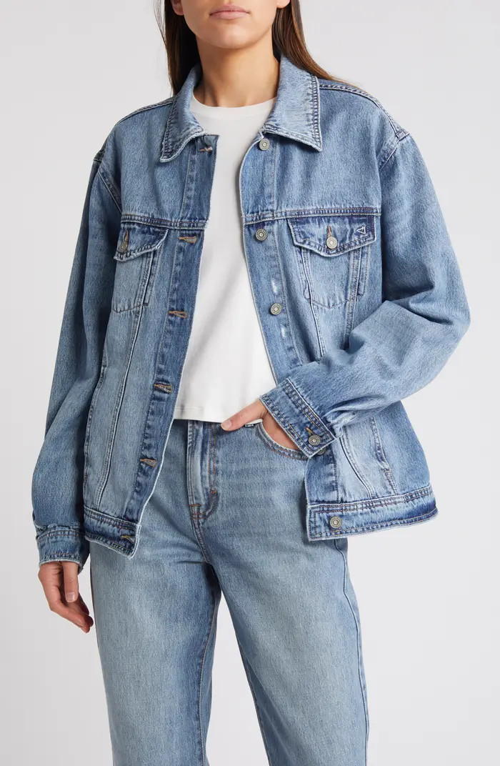 HIDDEN JEANS Clean Distressed Oversize Denim Jacket | Nordstrom | Nordstrom