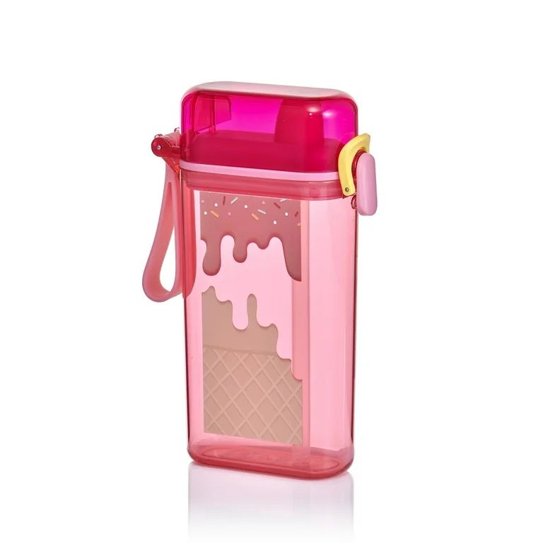 Mainstays 14oz Plastic Water Bottle with Flip Top Lid and Sipper Straw, Pink Ice Cream Cone | Walmart (US)