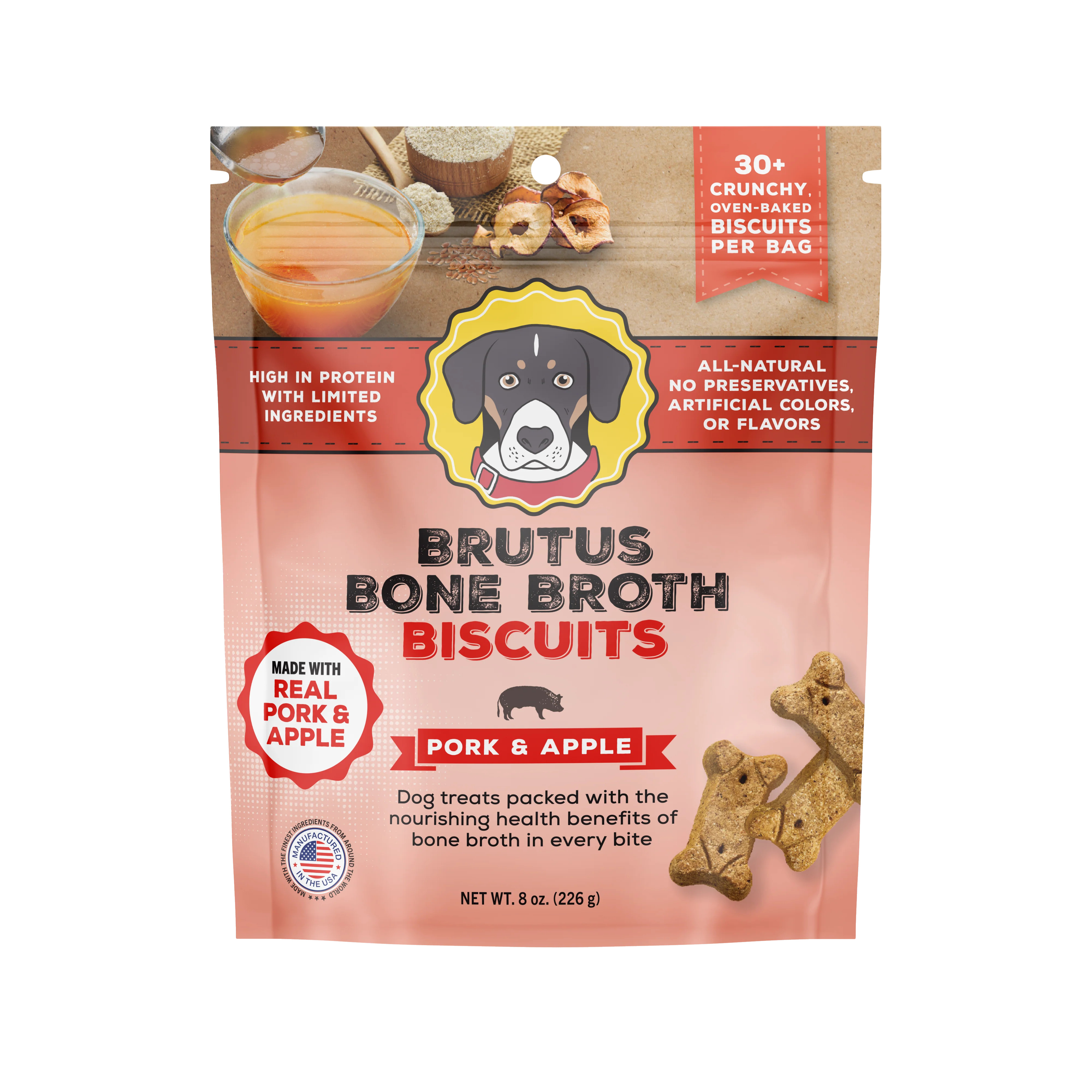 Brutus Broth Biscuits - Pork | All-Natural Dog Treats | Brutus Broth
