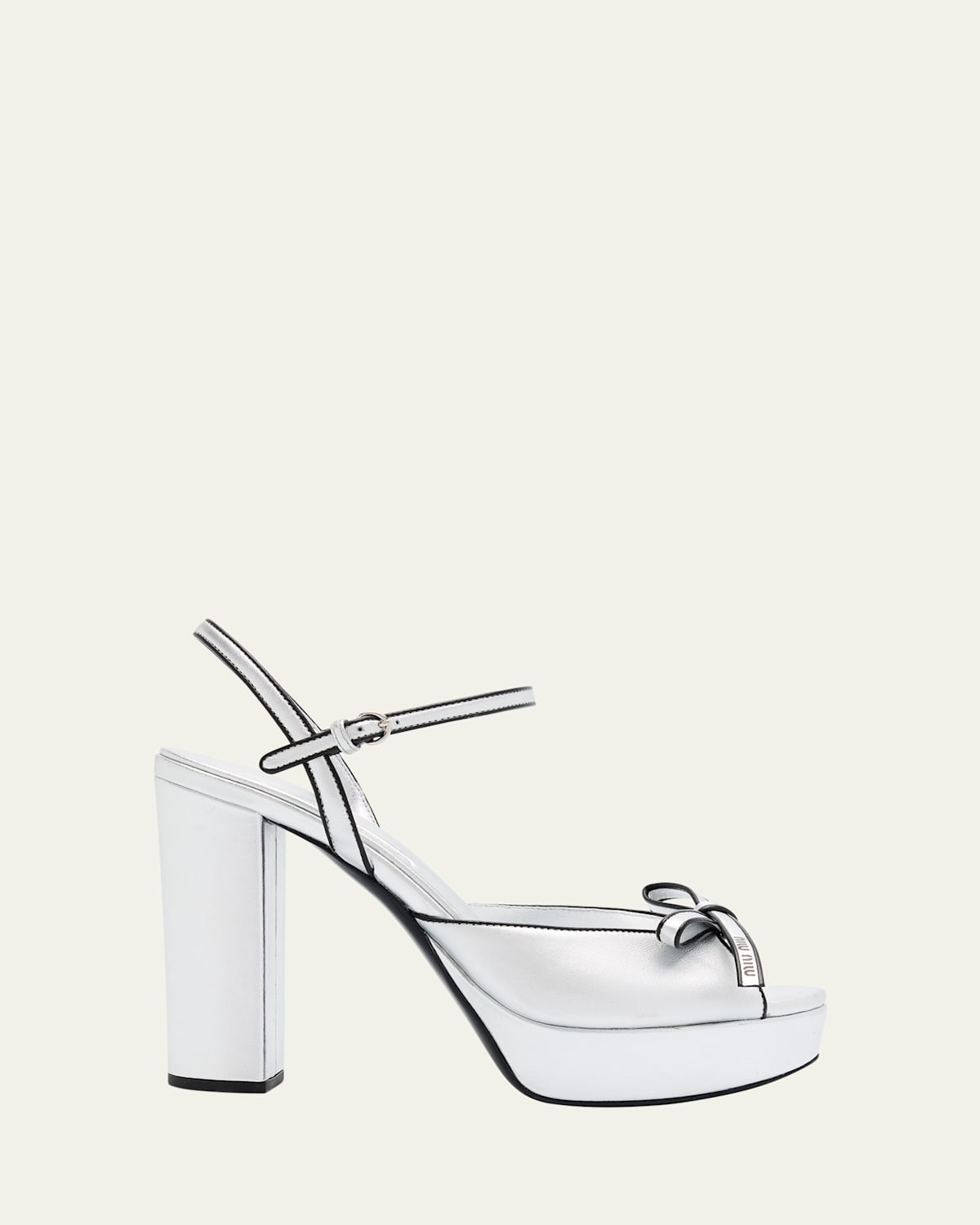 Metallic Leather Bow Peep-Toe Platform Sandals | Bergdorf Goodman