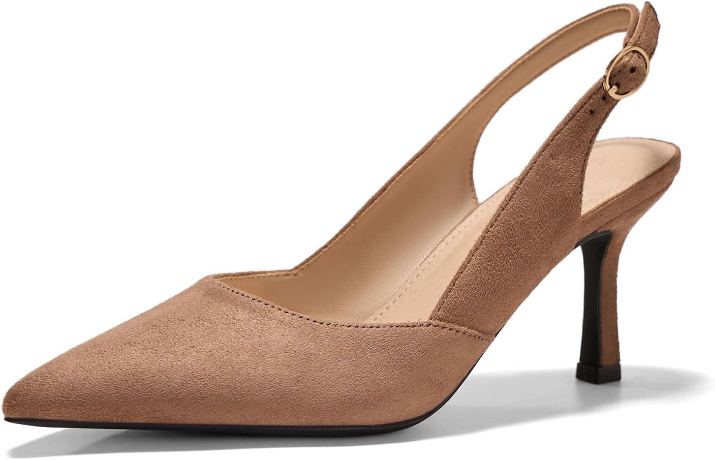 Womens Slingback Kitten Heels Closed Pointed Toe Pumps Dress Shoes | Amazon (US)
