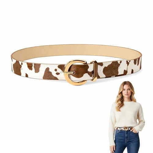 Dovbuqu Cow print belt, Cow Print Belt for Women, Western Cowgirl Style Animal Print Adjustable Waist Belt, Fashion Accessory for Jeans and Dresses, Casual Wear and Western Events | Amazon (US)