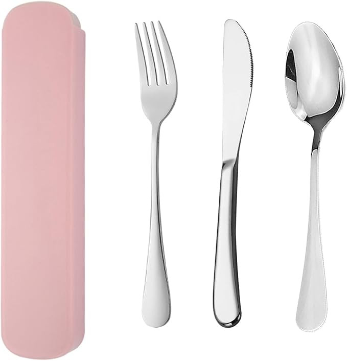 YUDANSI Reusable Travel Utensils Cutlery Set, Stainless Steel Knife Fork Spoon Camping Utensils S... | Amazon (US)
