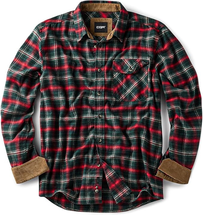 CQR Men's 100% All Cotton Button Down Flannel Shirts, Long Sleeve Brushed Warm Soft Casual Outdoo... | Amazon (US)