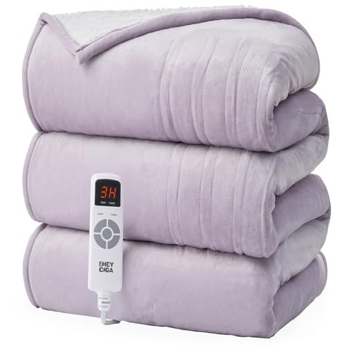EHEYCIGA Heated Blanket Electric Blanket Twin - Heating Blanket with 9 Heating Levels & 10 Hours Auto Off, Soft Cozy Sherpa Washable Blanket with Fast Heating, 62 x 84 Inches | Amazon (US)