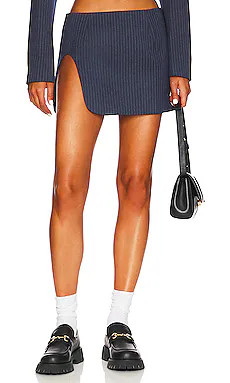 BY.DYLN Zayne Skirt in Navy Pinstripe from Revolve.com | Revolve Clothing (Global)