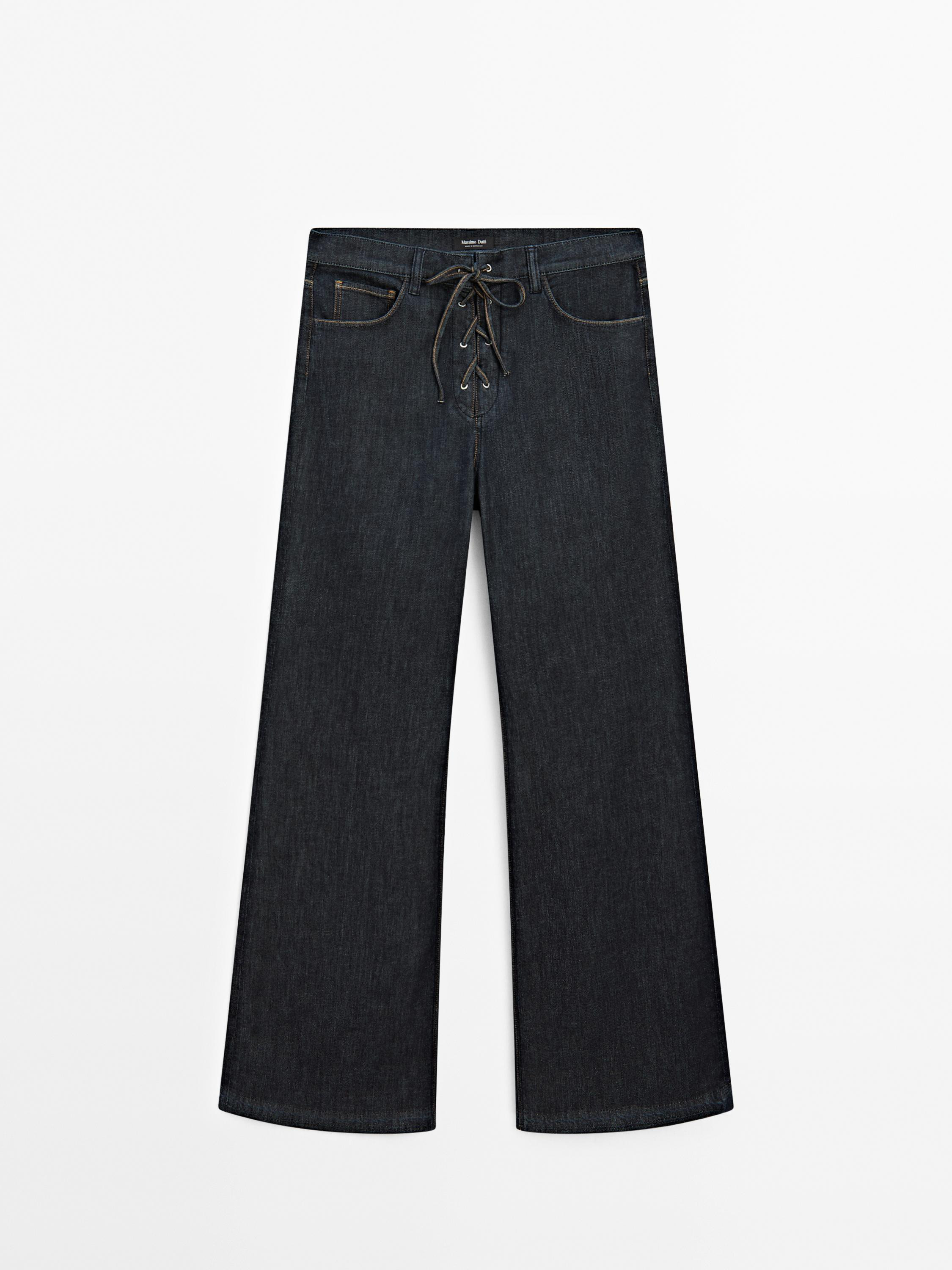 Flared jeans with tie detail | Massimo Dutti US