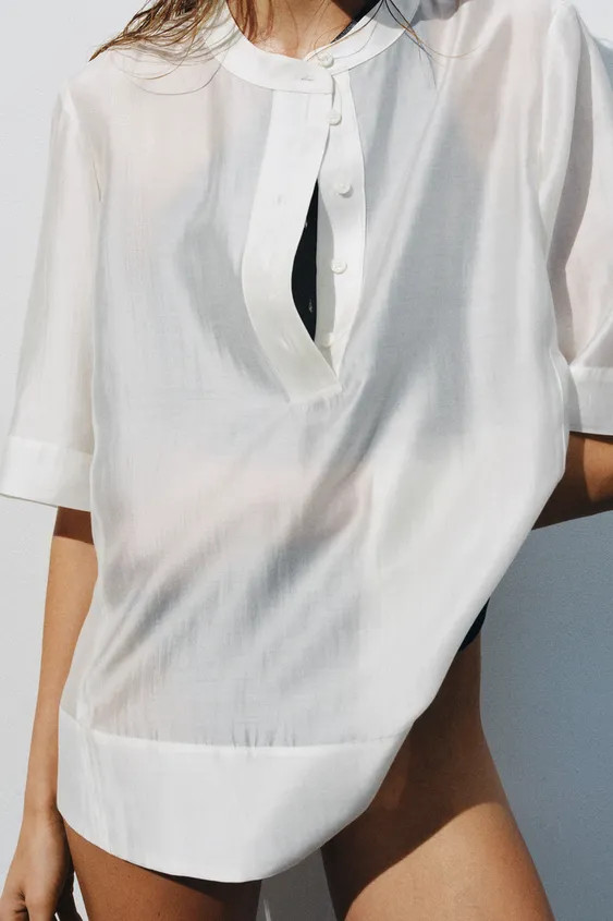 ZW COLLECTION FLOWING SHORT SLEEVE BLOUSE | Zara UK
