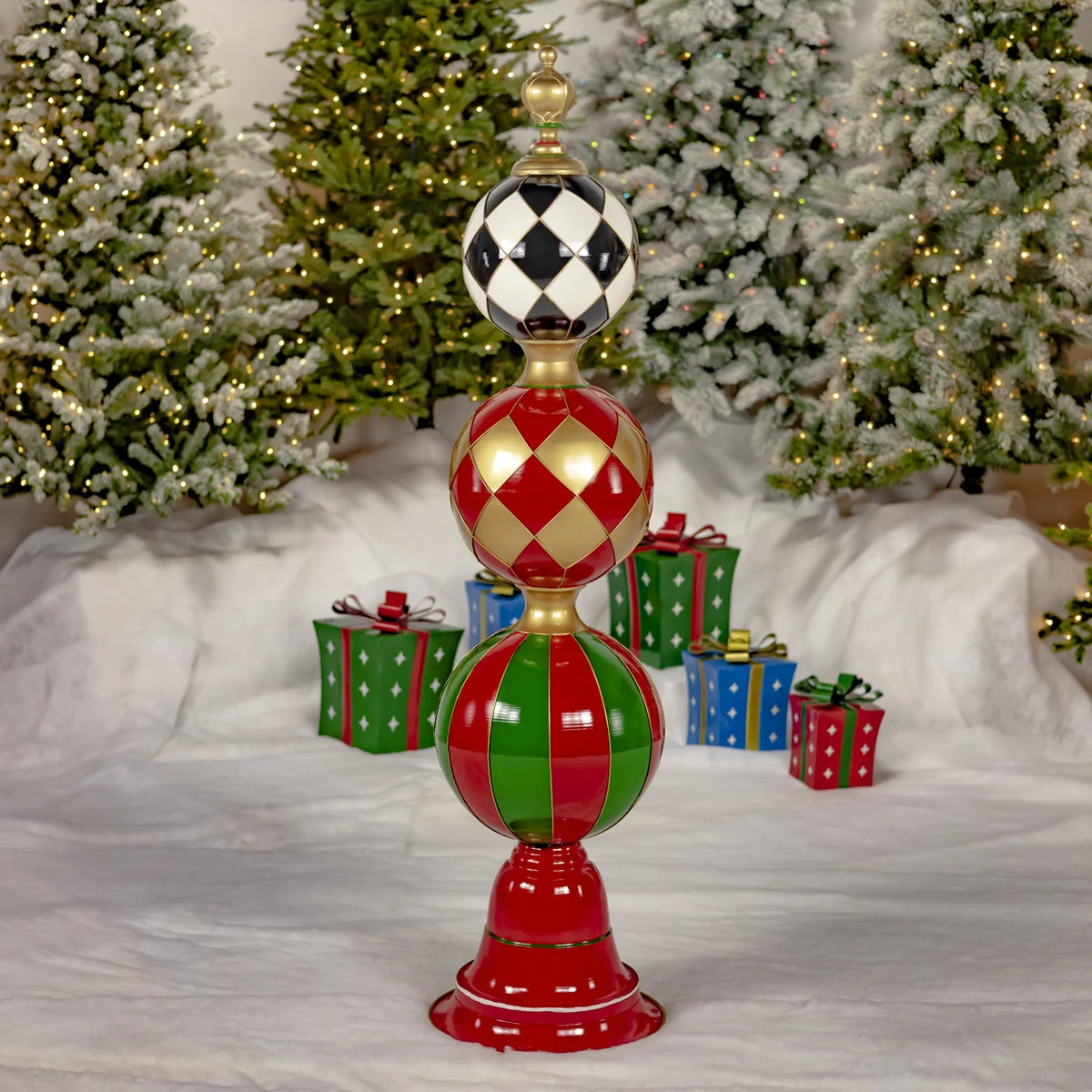 5.53ft. Tall Iron Christmas Ornament Display Tower with Diamond Print | Wayfair North America