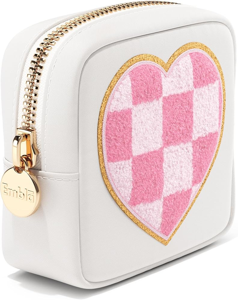 HEART Valentine Makeup Bag Travel Cosmetics Pouch and Toiletry Bag, Nylon Zipper Pouch Purse, Cut... | Amazon (US)