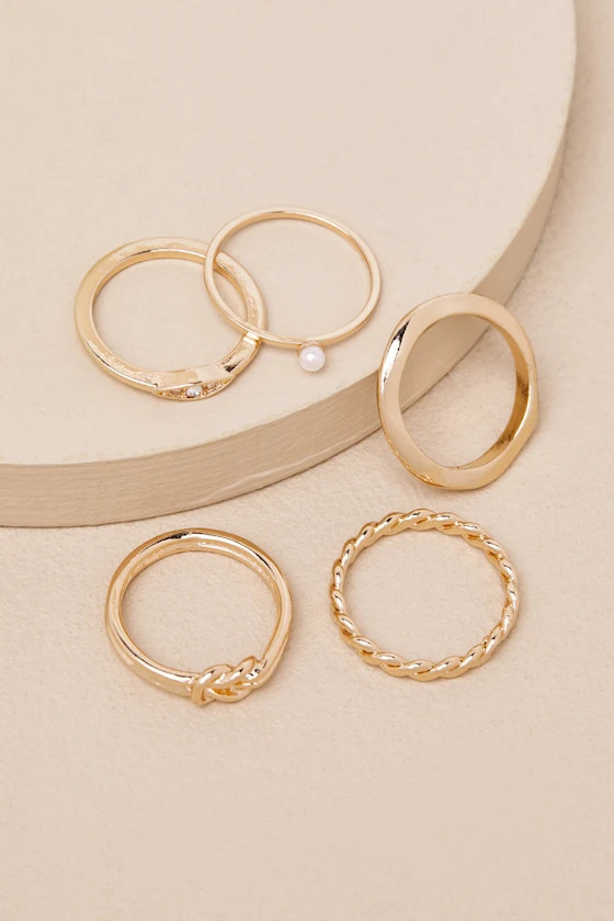 Misty Gold Six-Piece Ring Set | Lulus