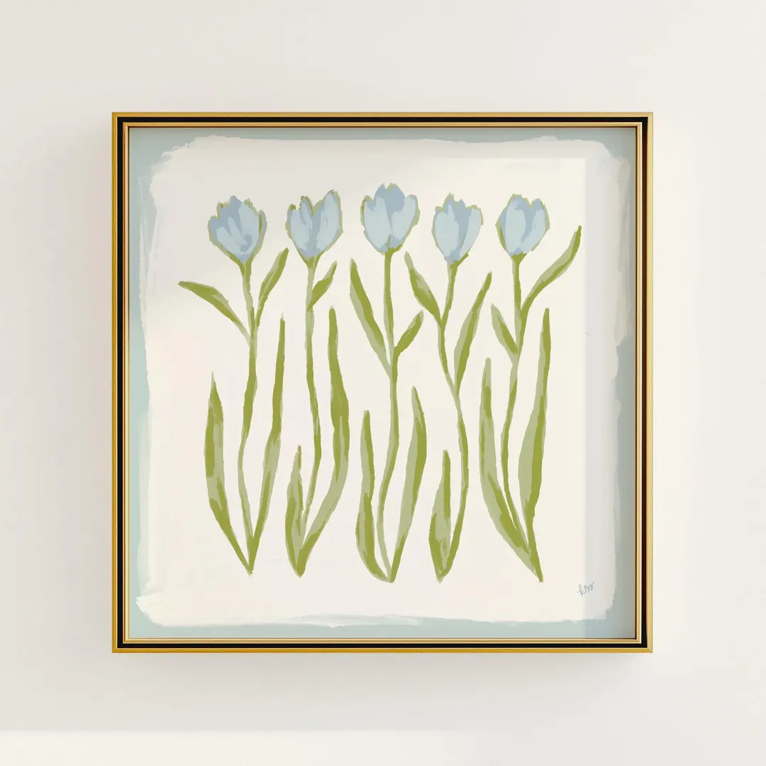 Blue & Green Tulip Floral Wall Art | Modern Southern Botanical Print | Grandmillennial Digital Do... | Etsy (US)