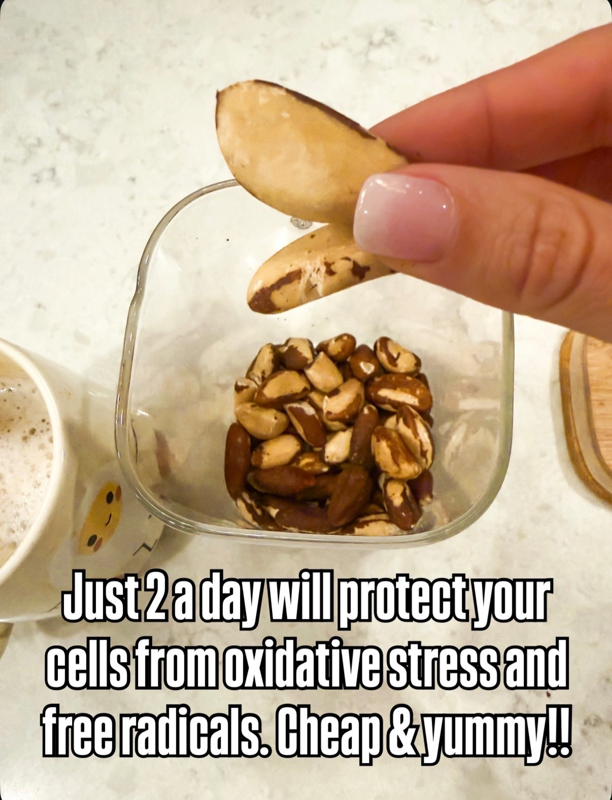 I’m almost 39-years-old and trying to age gracefully! Here’s what I’m doing. I have been eating two Brazil nuts a day for several years now. Brazil nuts support thyroid function, can lower inflammation, protects heart health, and can boosts immune function. Protects cells from oxidase stress.

#LTKfoodie #LTKselfcare #LTKmorningroutine