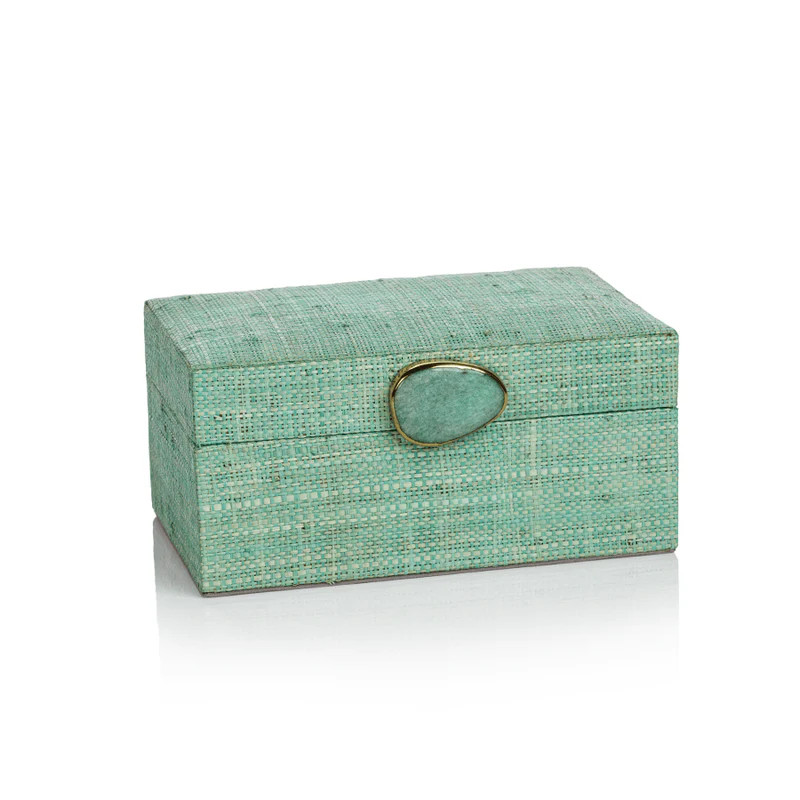 Raffia Palm Box in Jade | Winnoby 