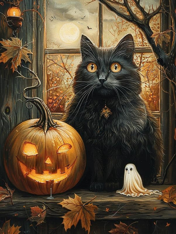 Bimkole 5D Diamond Art Kits for Adults Halloween Black Cat, Full Drill DIY Rhinestone Embroidery ... | Amazon (US)