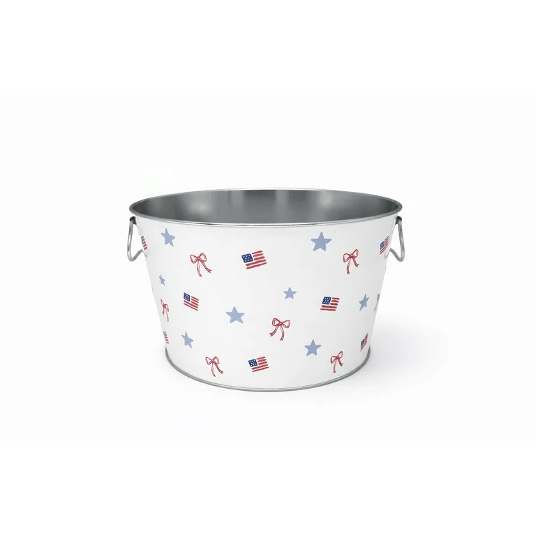 Large White Party Tub, Small Flags,14.5 Inch, Metal, by Behrens | Walmart (US)