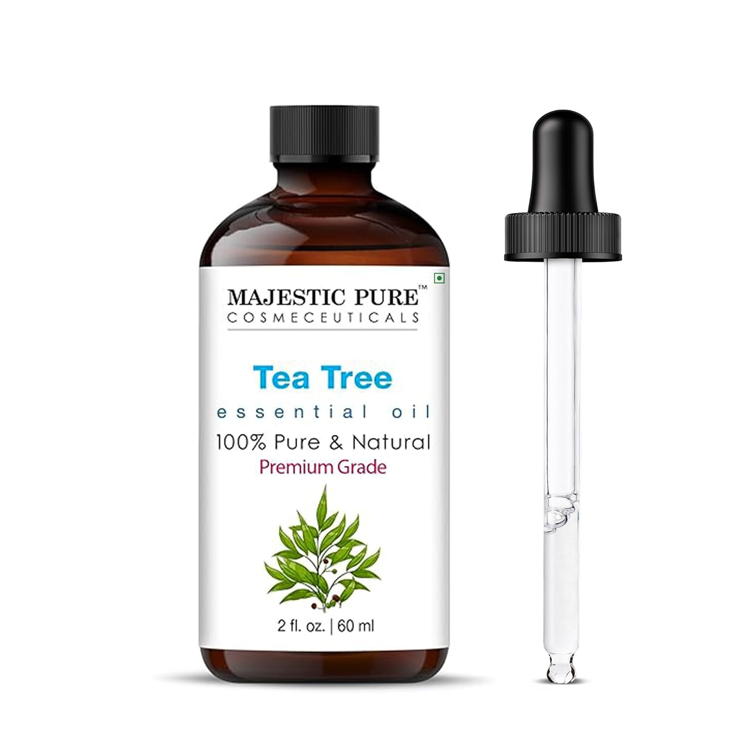 Majestic Pure Tea Tree Essential Oil with Glass Dropper - 2 Fl Oz - 100% Pure and Natural Tea Tre... | Amazon (US)