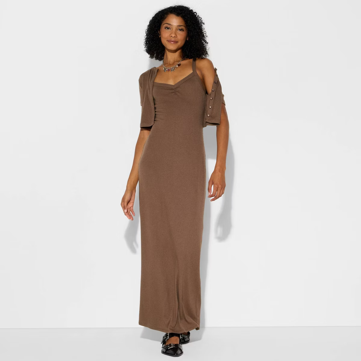 Women's Ribbed Maxi Bodycon Dress and Cardigan Set - Wild Fable™ | Target