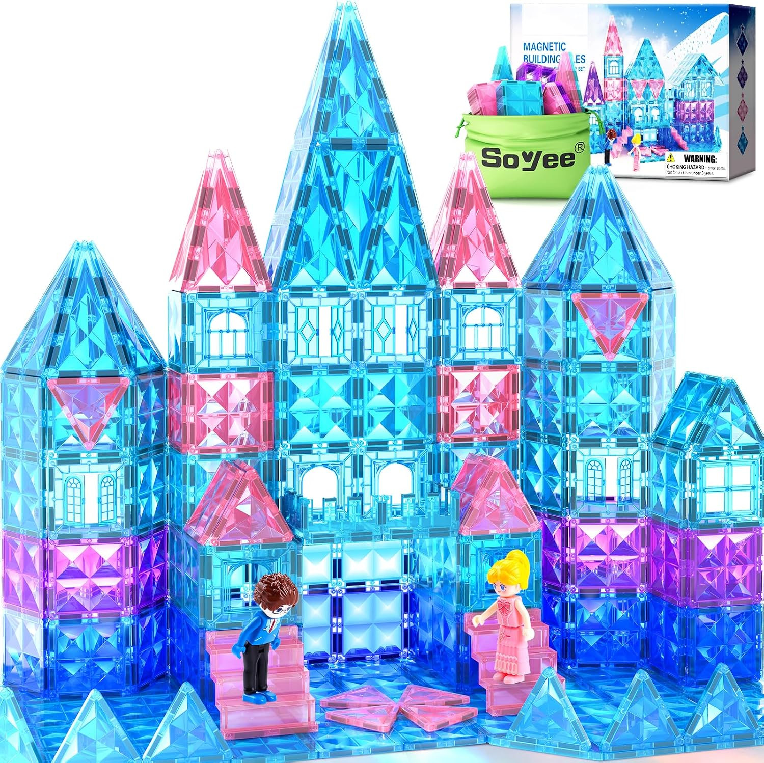 Frozen Toys for Girls Magnetic Tiles 102pcs with Dolls Princess Castle Building Toys Girls Toys Age 4-5 6-8 Magnetic Blocks Birthday Gifts & Toys for 3 4 5 6 7 8+ Year Old Xmas Gifts for Kids | Amazon (US)