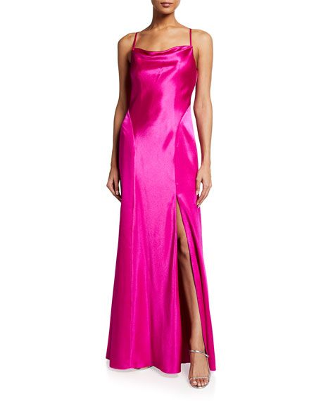 Aidan by Aidan Mattox Cowl-Neck Sleeveless Satin Gown | Neiman Marcus