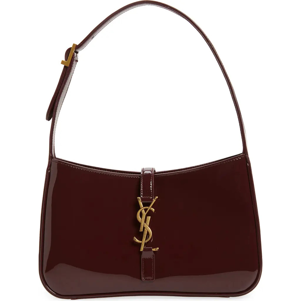 Saint Laurent Le 5 à 7 Patent Leather Hobo in Dark Red Wine at Nordstrom | Nordstrom