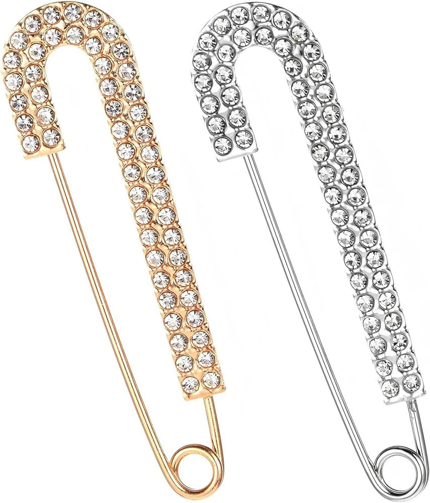2 PCS Decorative Brooch Pins – Rhinestone Safety Pin for Clothing – Elegant Kilt Pins, Shawl ... | Amazon (UK)