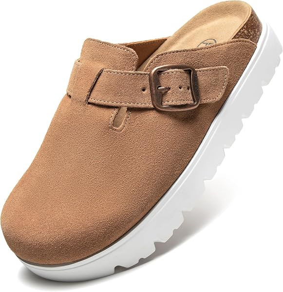 Women's Suede Clogs Non-Slip Potato Shoes Slip-On Mules Platform Sandals | Amazon (US)