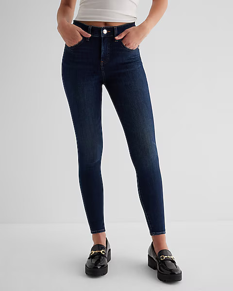 Mid Rise Dark Wash Skinny Jeans | Express