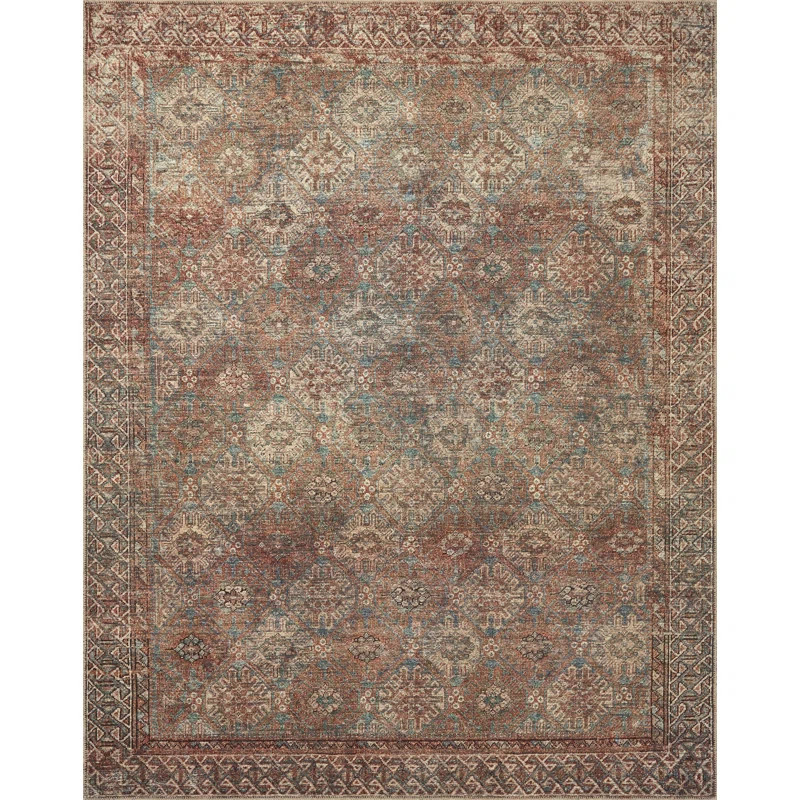 Amber Lewis x Loloi Billie Aqua / Rust Area Rug | Wayfair North America