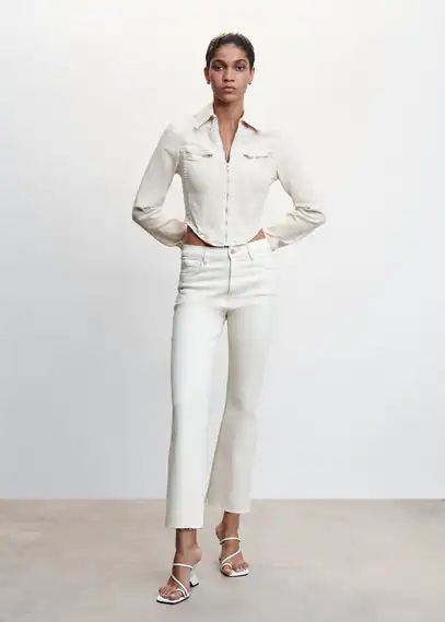 Crop flared jeans off white - Woman - 12 - MANGO | MANGO (UK)