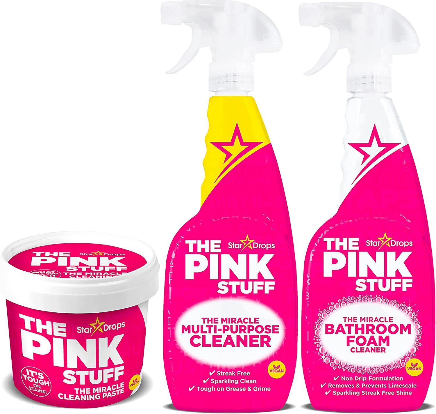 Stardrops - The Pink Stuff - The Miracle Cleaning Paste, Multi-Purpose Spray, And Bathroom Foam 3... | Amazon (US)