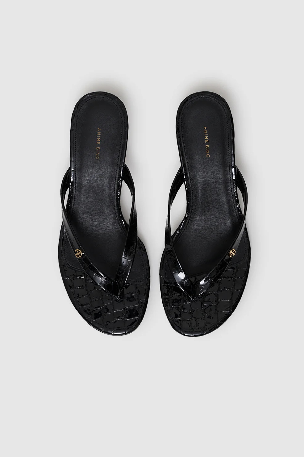 Noelle Thong Heels - Embossed Black | Anine Bing