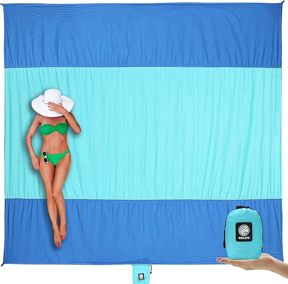 WEKAPO Beach Blanket Sandproof, Extra Large Beach Mat, Big & Compact Sand Free Mat Quick Drying, ... | Amazon (US)