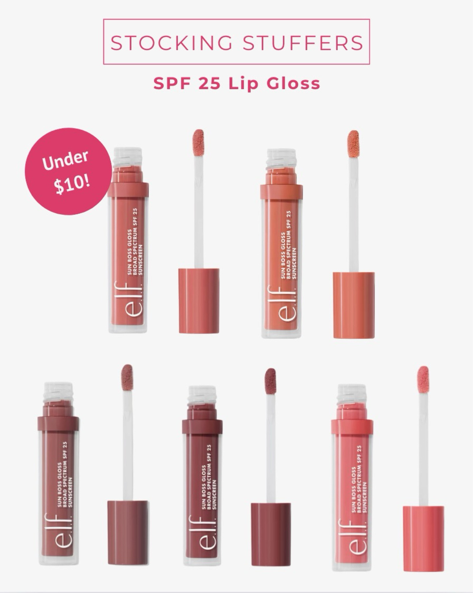 These SPF 25 lip glosses would make the perfect stocking stuff for the sun-safe queen in your life! Under $10 and comes in 5 shades and available at Target, Amazon, and Ulta. 💄💋

#LTKGiftGuide #LTKBeauty #LTKHoliday