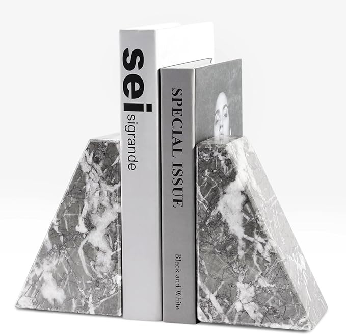 Marble Bookends for Heavy Books, Decorative Bookends for Shelves, Durable and Heavy-Duty Book End... | Amazon (US)