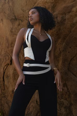 Black/Ivory Renewal Linen Bustier | JLUXLABEL