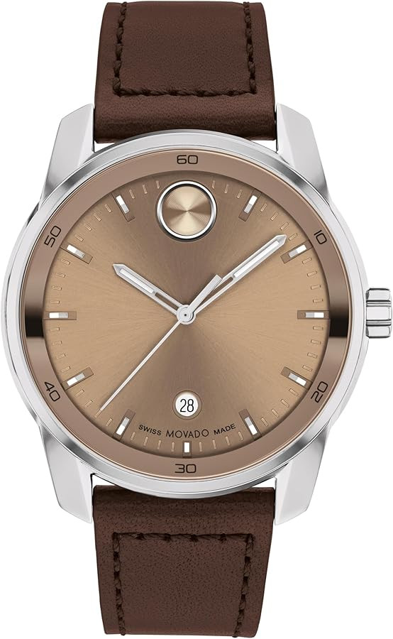 Movado Bold Verso Men's Luxury Quartz Watch - Swiss Movement, Leather Strap - Water Resistance 30... | Amazon (US)