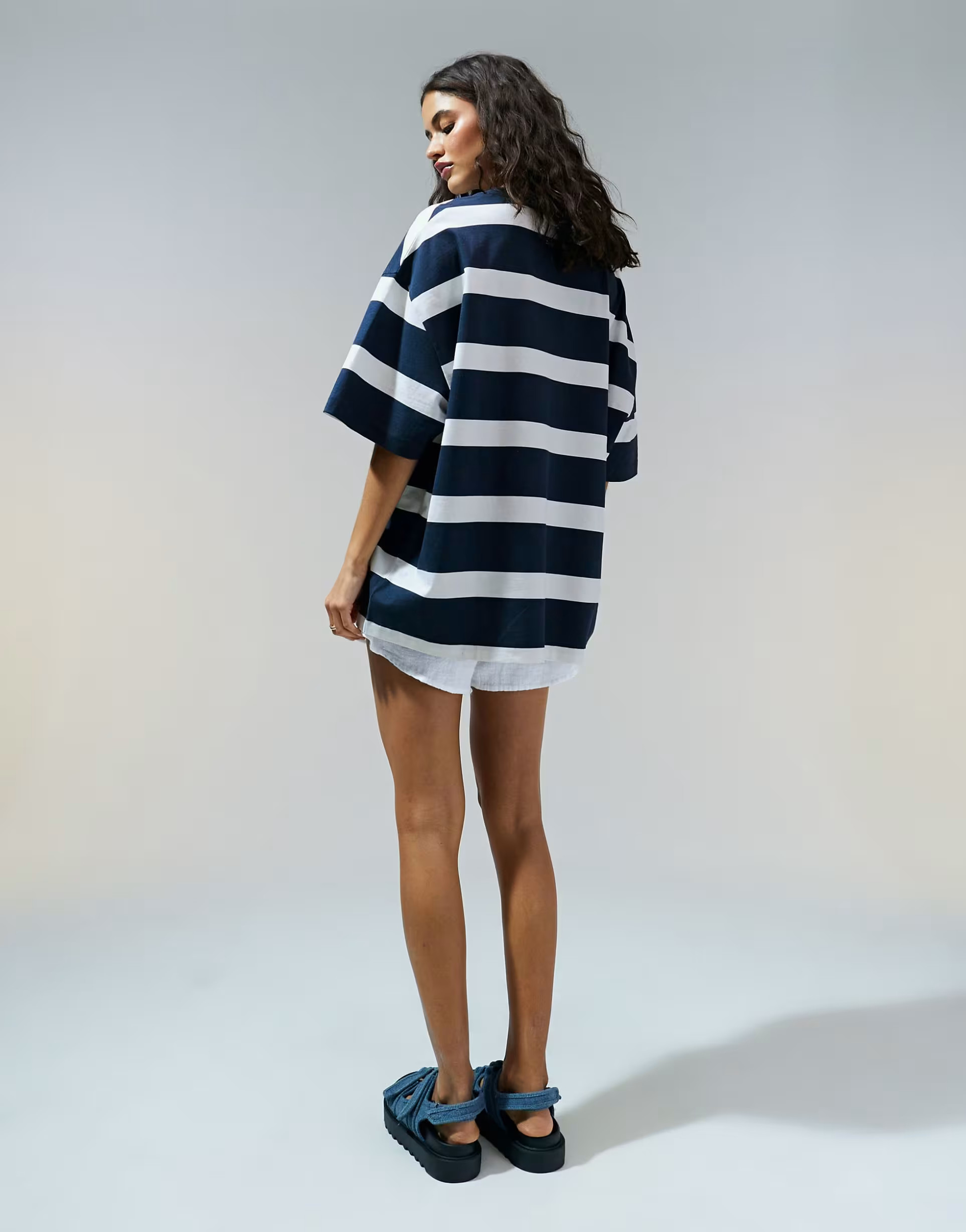 ASOS DESIGN slubby oversized navy stripe tee | ASOS | ASOS (Global)
