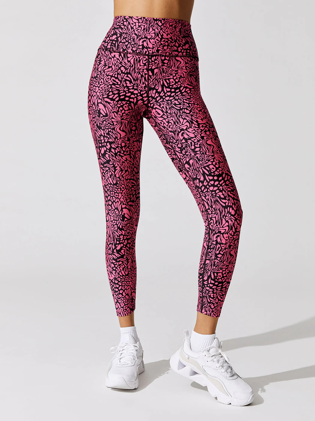 Swirly Leopard Printed 7/8 Legging - Electric Pink Swirly Leopard | Carbon38