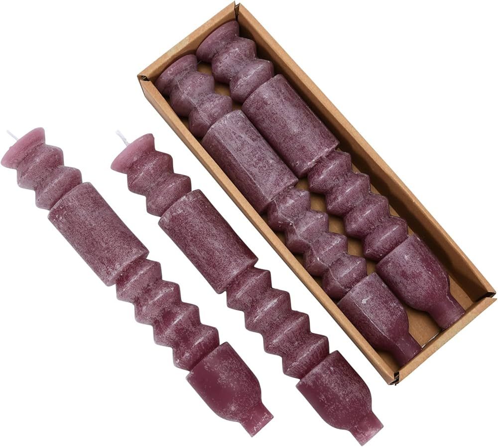 Creative Co-Op Unscented Totem Taper Box, Set of 2, Pinot Candles, 2" L x 2" W x 10" H, Purple | Amazon (US)