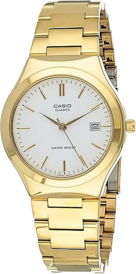 Casio Mens Stainless Steel Analog Watch Gold w/White Dial Batons - MTP-1170N-7A | Amazon (US)