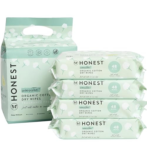 The Honest Company 100% Organic Cotton Dry Wipes | Hypoallergenic for Sensitive Skin, Dermatologi... | Amazon (US)